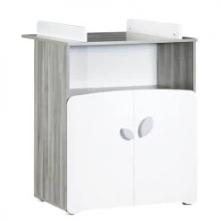 BabyPrice Commodes Enfant Commode à Langer 2 Portes 97x76x66cm En Bois Gris