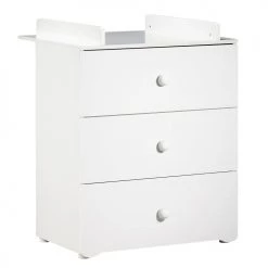 BabyPrice Commodes Enfant Commode à Langer 3 Tiroirs 97x76x66cm En Bois Blanc