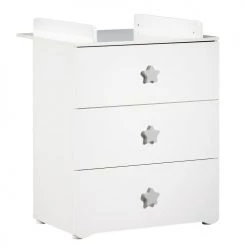 BabyPrice Commodes Enfant Commode à Langer 3 Tiroirs 97x76x66cm En Bois Blanc