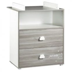 BabyPrice Commodes Enfant Commode à Langer Hêtre 97x76x66cm En Bois Gris Foncé