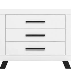 Bopita Commodes Enfant Commode Avec 3 Tiroirs Blanc/noir En MDF Et Panneaux De Particules