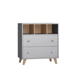 ID Kids Commodes Enfant Commode Bébé Effet Bois Blanc Et Bois -Commodes enfant Soldes commode bebe effet bois gris et bois