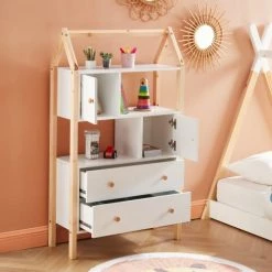 Baita Commodes Enfant Commode Blanc 2 Portes Et 2 Tiroirs 80cm -Commodes enfant Soldes commode blanc 2 portes et 2 tiroirs 80cm 2