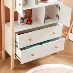 Baita Commodes Enfant Commode Blanc 2 Portes Et 2 Tiroirs 80cm -Commodes enfant Soldes commode blanc 2 portes et 2 tiroirs 80cm 4
