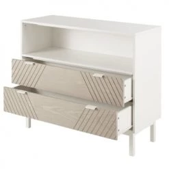Maisons Du Monde Commodes Et Tables à Langer Commode Compatible Plan à Langer 2 Tiroirs Sculptés Beige Et Blanche -Commodes enfant Soldes commode compatible plan a langer 2 tiroirs sculptes beige et blanche 1000 16 20 225725 3