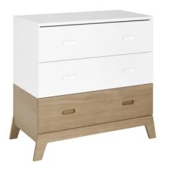 Nateo Concept Commodes Enfant Commode Enfant 3 Tiroirs Blanc Et Chêne