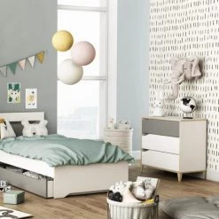 Calicosy Commodes Enfant Commode Enfant 3 Tiroirs Grise Et Blanche - L78,3 Cm