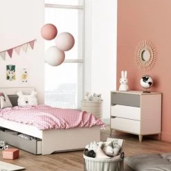 Calicosy Commodes Enfant Commode Enfant 3 Tiroirs Grise Et Blanche - L78,3 Cm -Commodes enfant Soldes commode enfant 3 tiroirs grise et blanche l78 3 cm 3