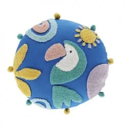 Maisons Du Monde Fauteuils Et Poufs Enfant Coussin De Sol Enfant Imprimé Toucan Bleu, Rose, Vert Et Jaune, D70