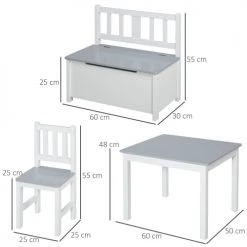 Homcom Tables Et Chaises Enfant Ensemble De Table Et Chaises Enfant De 4 Pièces Blanc Gris -Commodes enfant Soldes ensemble de table et chaises enfant de 4 pieces blanc gris 2