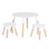 Toilinux Tables Et Chaises Enfant Ensemble Table Et 2 Tabourets Pour Enfants Bois Et Blanc