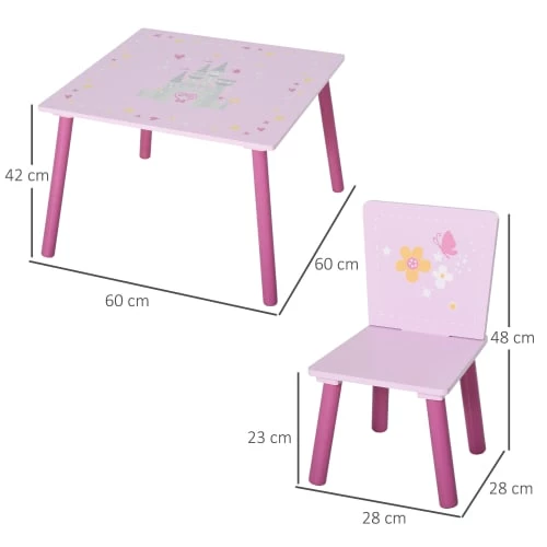 Homcom Tables Et Chaises Enfant Ensemble Table Et Chaises Enfant Design Princesse Motif Château 3 Homcom Tables Et Chaises Enfant Ensemble Table Et Chaises Enfant Design Princesse Motif Château – Image 3