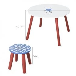 Homcom Tables Et Chaises Enfant Ensemble Table Et Chaises Enfant Motif étoilé Bois Bleu Blanc -Commodes enfant Soldes ensemble table et chaises enfant motif etoile bois bleu blanc 2