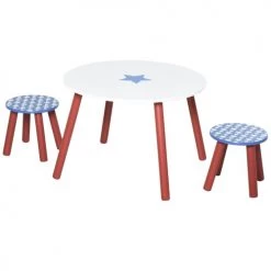 Homcom Tables Et Chaises Enfant Ensemble Table Et Chaises Enfant Motif étoilé Bois Bleu Blanc