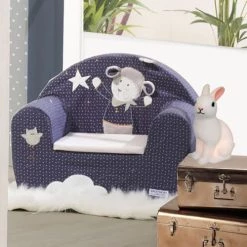 Sauthon Fauteuils Et Poufs Enfant Fauteuil Club Pour Enfant 48x40cm En Coton Bleu -Commodes enfant Soldes fauteuil club pour enfant 48x40cm en coton bleu 2