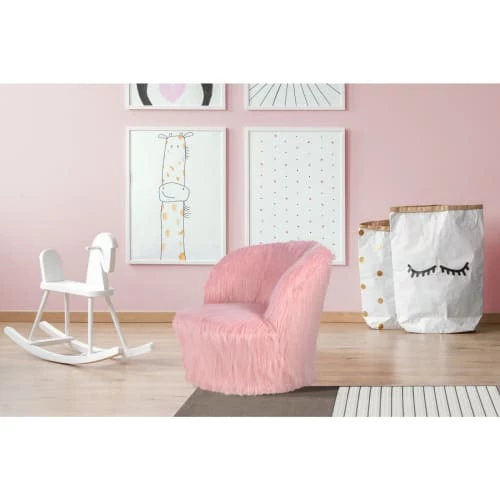 ReCollection Tables Et Chaises Enfant Fauteuil Enfant Fourrure Rose 47x47x45cm 2 ReCollection Tables Et Chaises Enfant Fauteuil Enfant Fourrure Rose 47x47x45cm – Image 2