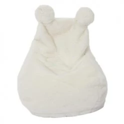Toilinux Fauteuils Et Poufs Enfant Fauteuil Pour Enfant En Forme De Poire En Fausse Fourrure Blanc