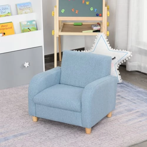 Homcom Fauteuils Et Poufs Enfant Fauteuil Scandinave Enfant Grand Confort Accoudoirs Assise Lin Bleu 2 Homcom Fauteuils Et Poufs Enfant Fauteuil Scandinave Enfant Grand Confort Accoudoirs Assise Lin Bleu – Image 2