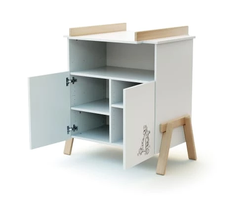 AT4 Commodes Enfant Meuble à Langer Blanc Et Hêtre 3 AT4 Commodes Enfant Meuble à Langer Blanc Et Hêtre – Image 3