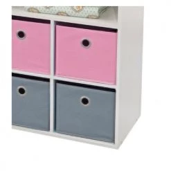 Wadiga Commodes Enfant Meuble De Rangement Chambre Enfant Blanche Avec 6 Paniers Rose Et Gris -Commodes enfant Soldes meuble de rangement chambre enfant blanche avec 6 paniers rose et gris 2