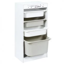 Toilinux Commodes Enfant Meuble De Rangement Enfant à 4 Bacs Gris Et Blanc -Commodes enfant Soldes meuble de rangement enfant a 4 bacs gris et blanc 2