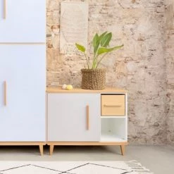 Wookids Commodes Enfant Petit Meuble 1 Porte Gris Ardoise -Commodes enfant Soldes petit meuble 1 porte gris ardoise 3