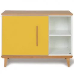 Wookids Commodes Enfant Petit Meuble 1 Porte Jaune Soleil