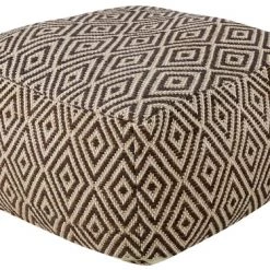 Beliani Fauteuils Et Poufs Enfant Pouf En Laine 60 X 60 Cm Marron Beige Et Blanc