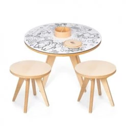 Drawin’table Tables Et Chaises Enfant Table à Dessiner Multifonction 70x70x48 Cm Avec 2 Tabourets