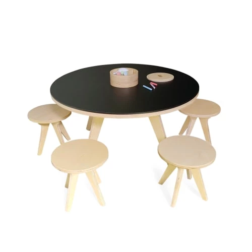 Drawin’table Tables Et Chaises Enfant Table à Dessiner Multifonction XXL En Bois D90 Cm Avec 4 Tabourets 2 Drawin’table Tables Et Chaises Enfant Table à Dessiner Multifonction XXL En Bois D90 Cm Avec 4 Tabourets – Image 2