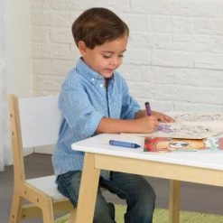 KidKraft Tables Et Chaises Enfant Table Et Chaises Modernes Blanches Et Bois Naturel Pour Enfant -Commodes enfant Soldes table et chaises modernes blanches et bois naturel pour enfant 2
