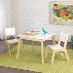 KidKraft Tables Et Chaises Enfant Table Et Chaises Modernes Blanches Et Bois Naturel Pour Enfant -Commodes enfant Soldes table et chaises modernes blanches et bois naturel pour enfant 4