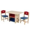 KidKraft Tables Et Chaises Enfant Table Rangement Enfant Bois Naturel Et Bacs Rouge Et Bleu