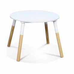 Alice's Garden Tables Et Chaises Enfant Table Ronde Et Deux Tabourets Pour Enfants Naturel Blanc -Commodes enfant Soldes table ronde et deux tabourets pour enfants naturel blanc 3