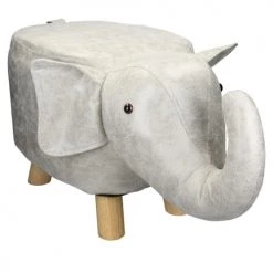 WOMO-DESIGN Fauteuils Et Poufs Enfant Tabouret Animal éléphant Brun, 65x35x30 Cm, En Simili-cuir