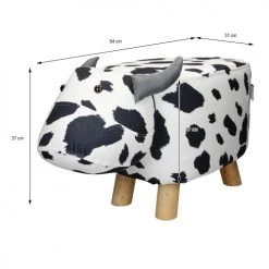 WOMO-DESIGN Fauteuils Et Poufs Enfant Tabouret Animal Vachette Blanc/noir, 64x31x37 Cm, Similicuir -Commodes enfant Soldes tabouret animal vachette blanc noir 64x31x37 cm similicuir 2