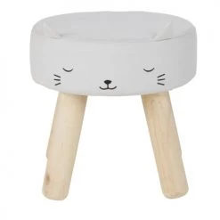Maisons Du Monde Fauteuils Et Poufs Enfant Tabouret Chat Gris, 30.5x30.5x30