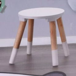 Wadiga Fauteuils Et Poufs Enfant Tabouret Enfant Blanc Et Bois - 24x24x26cm -Commodes enfant Soldes tabouret enfant blanc et bois 24x24x26cm 2