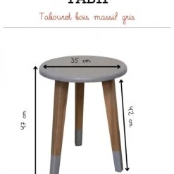 Saudara Collections Tables Et Chaises Enfant Tabouret Enfant Bois Massif Mindy Naturel Et Gris -Commodes enfant Soldes tabouret enfant bois massif mindy naturel et gris 3