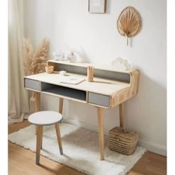 Saudara Collections Tables Et Chaises Enfant Tabouret Enfant Bois Massif Mindy Naturel Et Gris -Commodes enfant Soldes tabouret enfant bois massif mindy naturel et gris 4