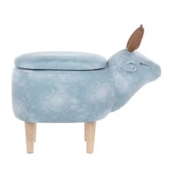 Beliani Fauteuils Et Poufs Enfant Tabouret Enfant En Tissu Bleu Clair -Commodes enfant Soldes tabouret enfant en tissu bleu clair 2