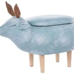 Beliani Fauteuils Et Poufs Enfant Tabouret Enfant En Tissu Bleu Clair