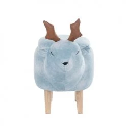 Beliani Fauteuils Et Poufs Enfant Tabouret Enfant En Tissu Bleu Clair -Commodes enfant Soldes tabouret enfant en tissu bleu clair 3