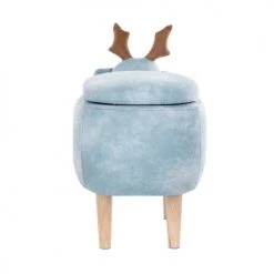Beliani Fauteuils Et Poufs Enfant Tabouret Enfant En Tissu Bleu Clair -Commodes enfant Soldes tabouret enfant en tissu bleu clair 4