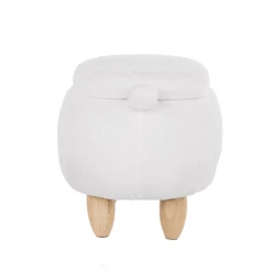 Beliani Fauteuils Et Poufs Enfant Tabouret Enfant En Tissu Peluche Blanc -Commodes enfant Soldes tabouret enfant en tissu peluche blanc 2