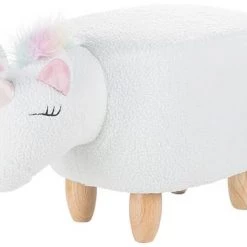 Beliani Fauteuils Et Poufs Enfant Tabouret Enfant En Tissu Peluche Blanc