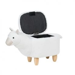 Beliani Fauteuils Et Poufs Enfant Tabouret Enfant En Tissu Peluche Blanc -Commodes enfant Soldes tabouret enfant en tissu peluche blanc 8