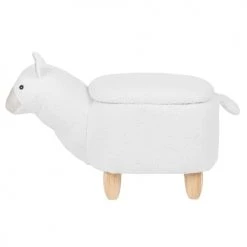 Beliani Fauteuils Et Poufs Enfant Tabouret Enfant En Tissu Peluche Blanc -Commodes enfant Soldes tabouret enfant en tissu peluche blanc 9