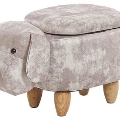 Beliani Fauteuils Et Poufs Enfant Tabouret Enfant En Velours Beige