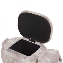 Beliani Fauteuils Et Poufs Enfant Tabouret Enfant En Velours Beige -Commodes enfant Soldes tabouret enfant en velours beige 5